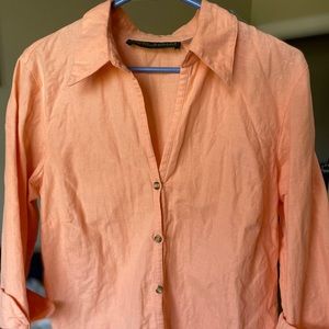 Harve Benard linen shirt. Peach/Coral. M